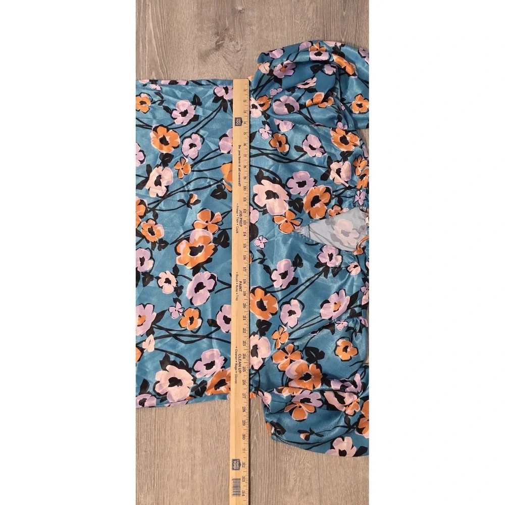 NWT FATE Women's Floral Long Sleeve Peasant Blouse Blue Orange‎ White Size 3XL
